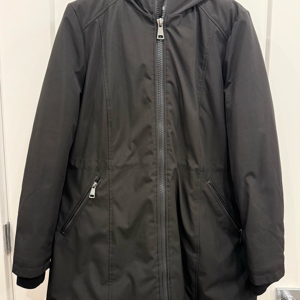 Calvin Klein Women’s Black Zip-Front Puffer Coat Size Large